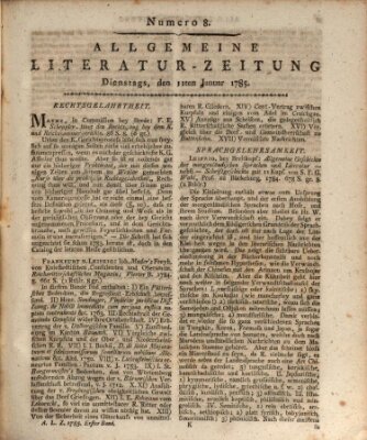 Allgemeine Literatur-Zeitung (Literarisches Zentralblatt für Deutschland) Dienstag 11. Januar 1785