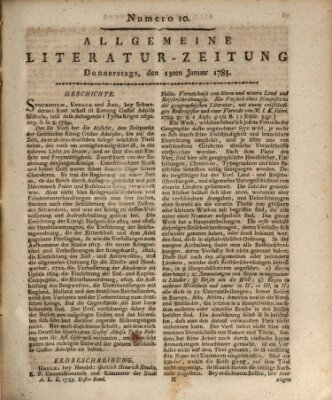 Allgemeine Literatur-Zeitung (Literarisches Zentralblatt für Deutschland) Donnerstag 13. Januar 1785