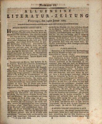 Allgemeine Literatur-Zeitung (Literarisches Zentralblatt für Deutschland) Freitag 14. Januar 1785