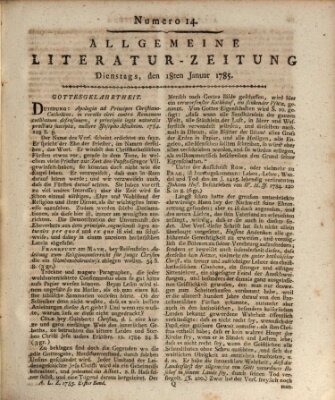 Allgemeine Literatur-Zeitung (Literarisches Zentralblatt für Deutschland) Dienstag 18. Januar 1785