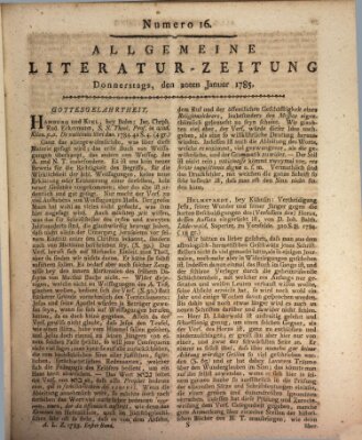 Allgemeine Literatur-Zeitung (Literarisches Zentralblatt für Deutschland) Donnerstag 20. Januar 1785