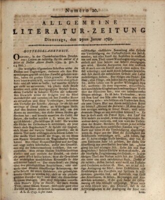 Allgemeine Literatur-Zeitung (Literarisches Zentralblatt für Deutschland) Dienstag 25. Januar 1785