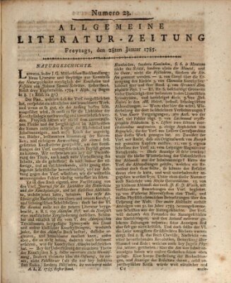 Allgemeine Literatur-Zeitung (Literarisches Zentralblatt für Deutschland) Freitag 28. Januar 1785