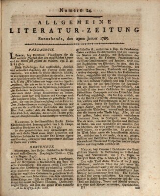 Allgemeine Literatur-Zeitung (Literarisches Zentralblatt für Deutschland) Samstag 29. Januar 1785