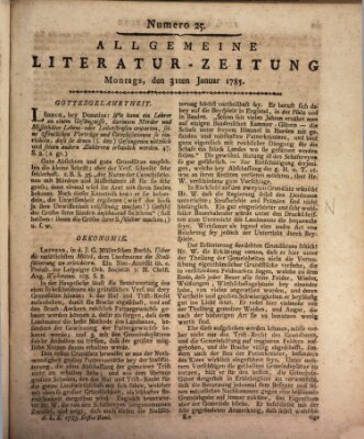 Allgemeine Literatur-Zeitung (Literarisches Zentralblatt für Deutschland) Montag 31. Januar 1785