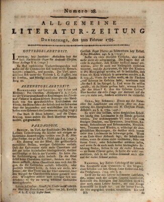 Allgemeine Literatur-Zeitung (Literarisches Zentralblatt für Deutschland) Donnerstag 3. Februar 1785