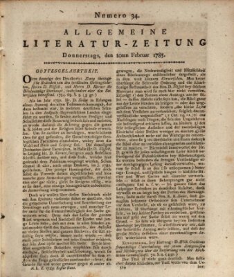 Allgemeine Literatur-Zeitung (Literarisches Zentralblatt für Deutschland) Donnerstag 10. Februar 1785