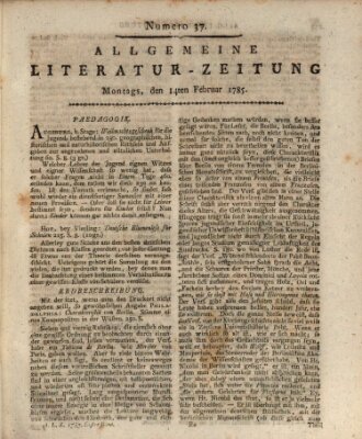 Allgemeine Literatur-Zeitung (Literarisches Zentralblatt für Deutschland) Montag 14. Februar 1785