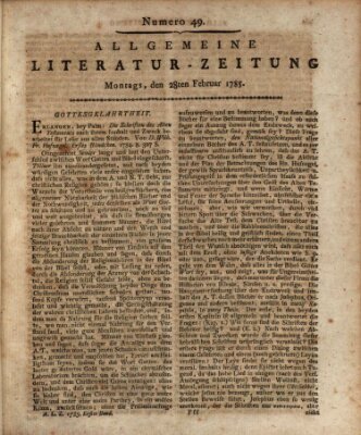 Allgemeine Literatur-Zeitung (Literarisches Zentralblatt für Deutschland) Montag 28. Februar 1785