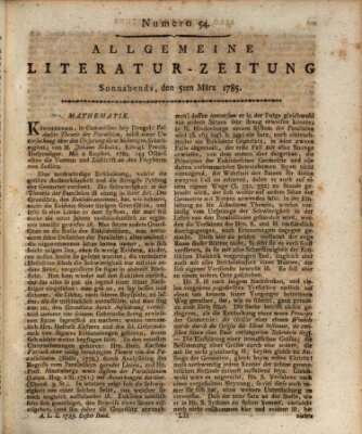 Allgemeine Literatur-Zeitung (Literarisches Zentralblatt für Deutschland) Samstag 5. März 1785