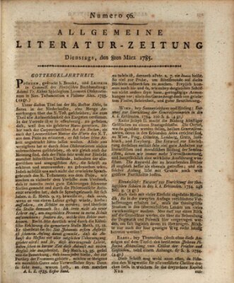 Allgemeine Literatur-Zeitung (Literarisches Zentralblatt für Deutschland) Dienstag 8. März 1785