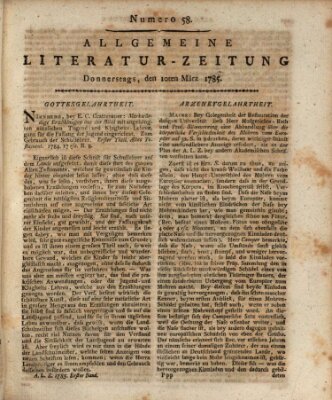 Allgemeine Literatur-Zeitung (Literarisches Zentralblatt für Deutschland) Donnerstag 10. März 1785