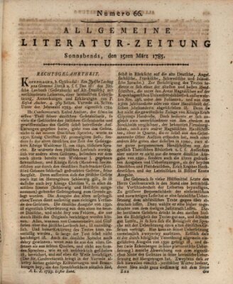 Allgemeine Literatur-Zeitung (Literarisches Zentralblatt für Deutschland) Samstag 19. März 1785