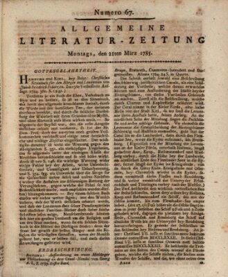 Allgemeine Literatur-Zeitung (Literarisches Zentralblatt für Deutschland) Montag 21. März 1785