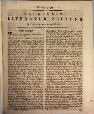 Allgemeine Literatur-Zeitung (Literarisches Zentralblatt für Deutschland) Mittwoch 6. April 1785