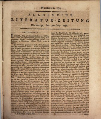 Allgemeine Literatur-Zeitung (Literarisches Zentralblatt für Deutschland) Dienstag 3. Mai 1785