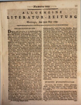 Allgemeine Literatur-Zeitung (Literarisches Zentralblatt für Deutschland) Montag 9. Mai 1785