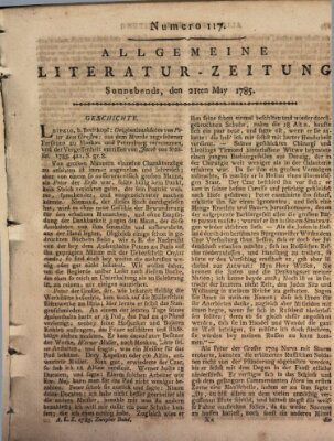 Allgemeine Literatur-Zeitung (Literarisches Zentralblatt für Deutschland) Samstag 21. Mai 1785