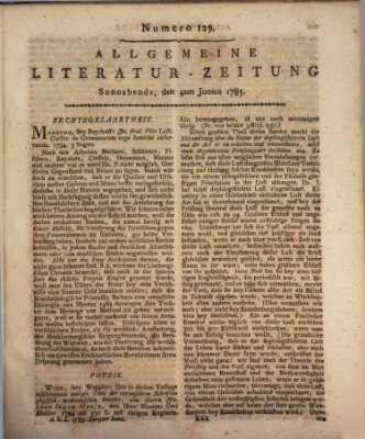 Allgemeine Literatur-Zeitung (Literarisches Zentralblatt für Deutschland) Samstag 4. Juni 1785