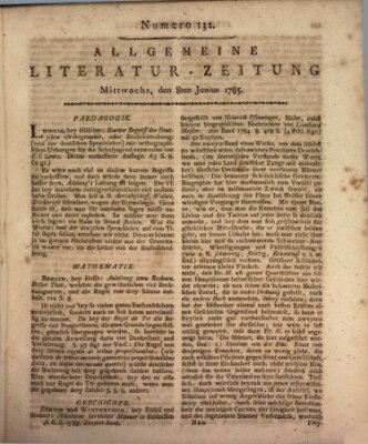 Allgemeine Literatur-Zeitung (Literarisches Zentralblatt für Deutschland) Mittwoch 8. Juni 1785