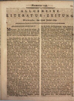 Allgemeine Literatur-Zeitung (Literarisches Zentralblatt für Deutschland) Mittwoch 15. Juni 1785