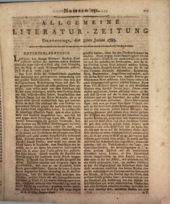 Allgemeine Literatur-Zeitung (Literarisches Zentralblatt für Deutschland) Donnerstag 30. Juni 1785