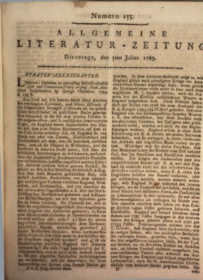 Allgemeine Literatur-Zeitung (Literarisches Zentralblatt für Deutschland) Dienstag 5. Juli 1785