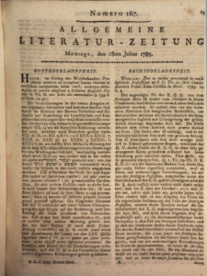 Allgemeine Literatur-Zeitung (Literarisches Zentralblatt für Deutschland) Montag 18. Juli 1785