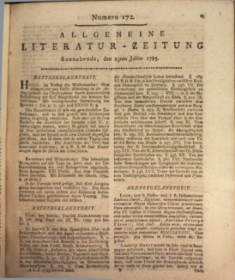 Allgemeine Literatur-Zeitung (Literarisches Zentralblatt für Deutschland) Samstag 23. Juli 1785