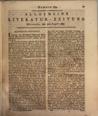 Allgemeine Literatur-Zeitung (Literarisches Zentralblatt für Deutschland) Mittwoch 3. August 1785