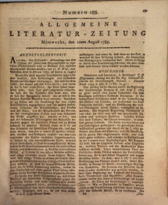 Allgemeine Literatur-Zeitung (Literarisches Zentralblatt für Deutschland) Mittwoch 10. August 1785