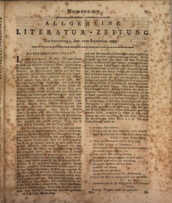 Allgemeine Literatur-Zeitung (Literarisches Zentralblatt für Deutschland) Donnerstag 1. September 1785