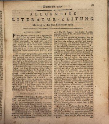 Allgemeine Literatur-Zeitung (Literarisches Zentralblatt für Deutschland) Montag 5. September 1785