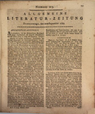 Allgemeine Literatur-Zeitung (Literarisches Zentralblatt für Deutschland) Donnerstag 8. September 1785