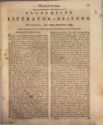 Allgemeine Literatur-Zeitung (Literarisches Zentralblatt für Deutschland) Mittwoch 21. September 1785