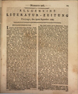 Allgemeine Literatur-Zeitung (Literarisches Zentralblatt für Deutschland) Freitag 23. September 1785