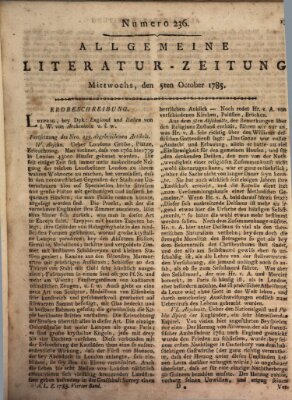 Allgemeine Literatur-Zeitung (Literarisches Zentralblatt für Deutschland) Mittwoch 5. Oktober 1785