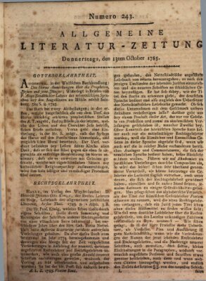 Allgemeine Literatur-Zeitung (Literarisches Zentralblatt für Deutschland) Donnerstag 13. Oktober 1785