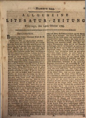 Allgemeine Literatur-Zeitung (Literarisches Zentralblatt für Deutschland) Freitag 14. Oktober 1785