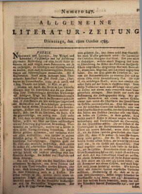 Allgemeine Literatur-Zeitung (Literarisches Zentralblatt für Deutschland) Dienstag 18. Oktober 1785