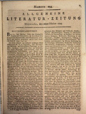 Allgemeine Literatur-Zeitung (Literarisches Zentralblatt für Deutschland) Mittwoch 26. Oktober 1785