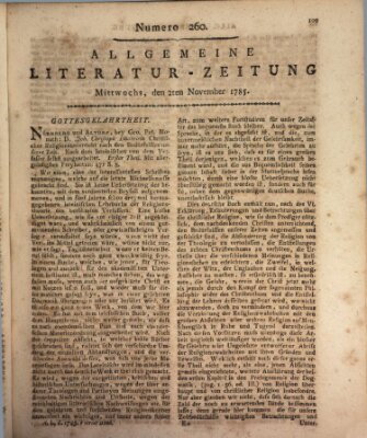 Allgemeine Literatur-Zeitung (Literarisches Zentralblatt für Deutschland) Mittwoch 2. November 1785