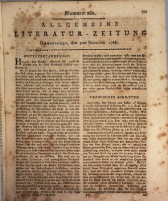 Allgemeine Literatur-Zeitung (Literarisches Zentralblatt für Deutschland) Donnerstag 3. November 1785