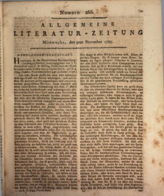 Allgemeine Literatur-Zeitung (Literarisches Zentralblatt für Deutschland) Mittwoch 9. November 1785