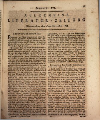 Allgemeine Literatur-Zeitung (Literarisches Zentralblatt für Deutschland) Mittwoch 16. November 1785