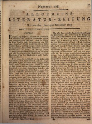 Allgemeine Literatur-Zeitung (Literarisches Zentralblatt für Deutschland) Mittwoch 23. November 1785