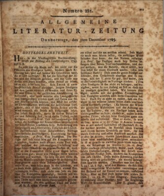 Allgemeine Literatur-Zeitung (Literarisches Zentralblatt für Deutschland) Donnerstag 1. Dezember 1785