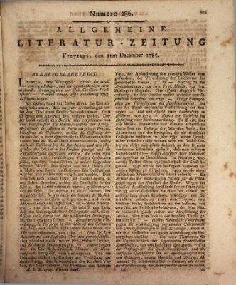 Allgemeine Literatur-Zeitung (Literarisches Zentralblatt für Deutschland) Freitag 2. Dezember 1785