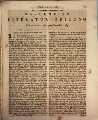 Allgemeine Literatur-Zeitung (Literarisches Zentralblatt für Deutschland) Samstag 3. Dezember 1785