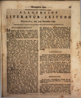 Allgemeine Literatur-Zeitung (Literarisches Zentralblatt für Deutschland) Mittwoch 7. Dezember 1785